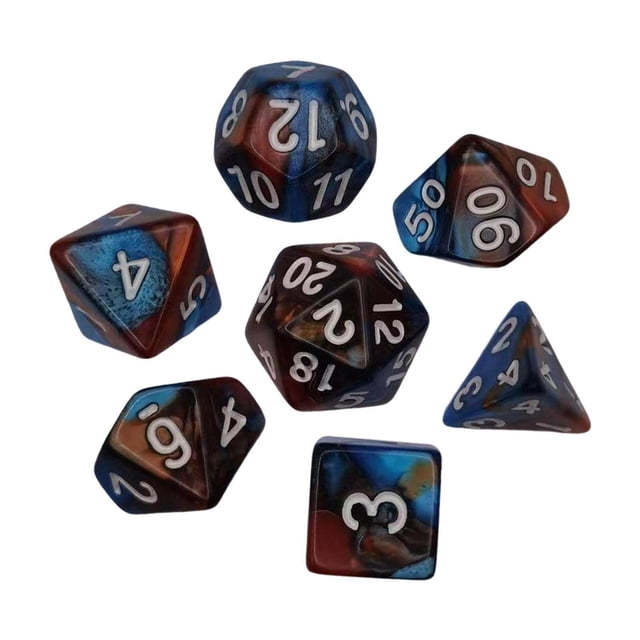 7x Polyhedral Dices Smooth D4-D20 for entertainment toys Math Teaching Bar Table Board Games Dark Red Blue