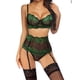 thumbnail image 4 of Conjunto de 3 piezas de lencería sexy de encaje tridimensional de dos colores, 4 of 6
