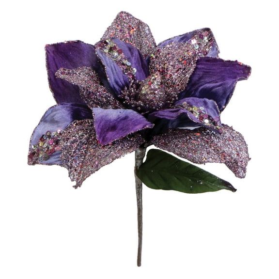 Vickerman 31" Purple Glitter Magnolia Artificial Christmas Pick