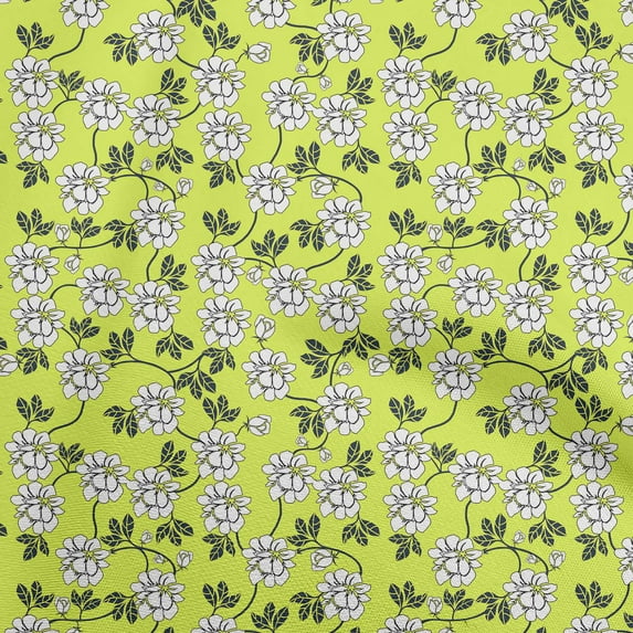 oneOone Velvet Lime Fabric Leaves & Clover Sewing Material Print Fabric By The Yard 58 Inch Wide