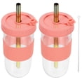 thumbnail image 2 of Here's a well structured product description for your item:\n\n \n\n**2pcs Reusable Transparent Glass with Silicone Sleeve and – Heat Resistant & Slip, 2 of 5
