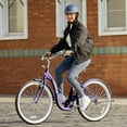 thumbnail image 6 of VIRIBUS 24 Inch Beach Cruiser Bike for Women Single Speed Low Step Through Bicycle Purple, 6 of 13