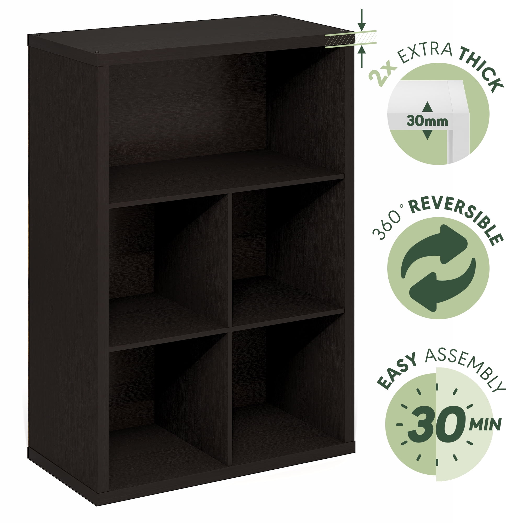 Furinno CUBICLE Closed Back Storage Organizer 5-Cube in Dark Oak