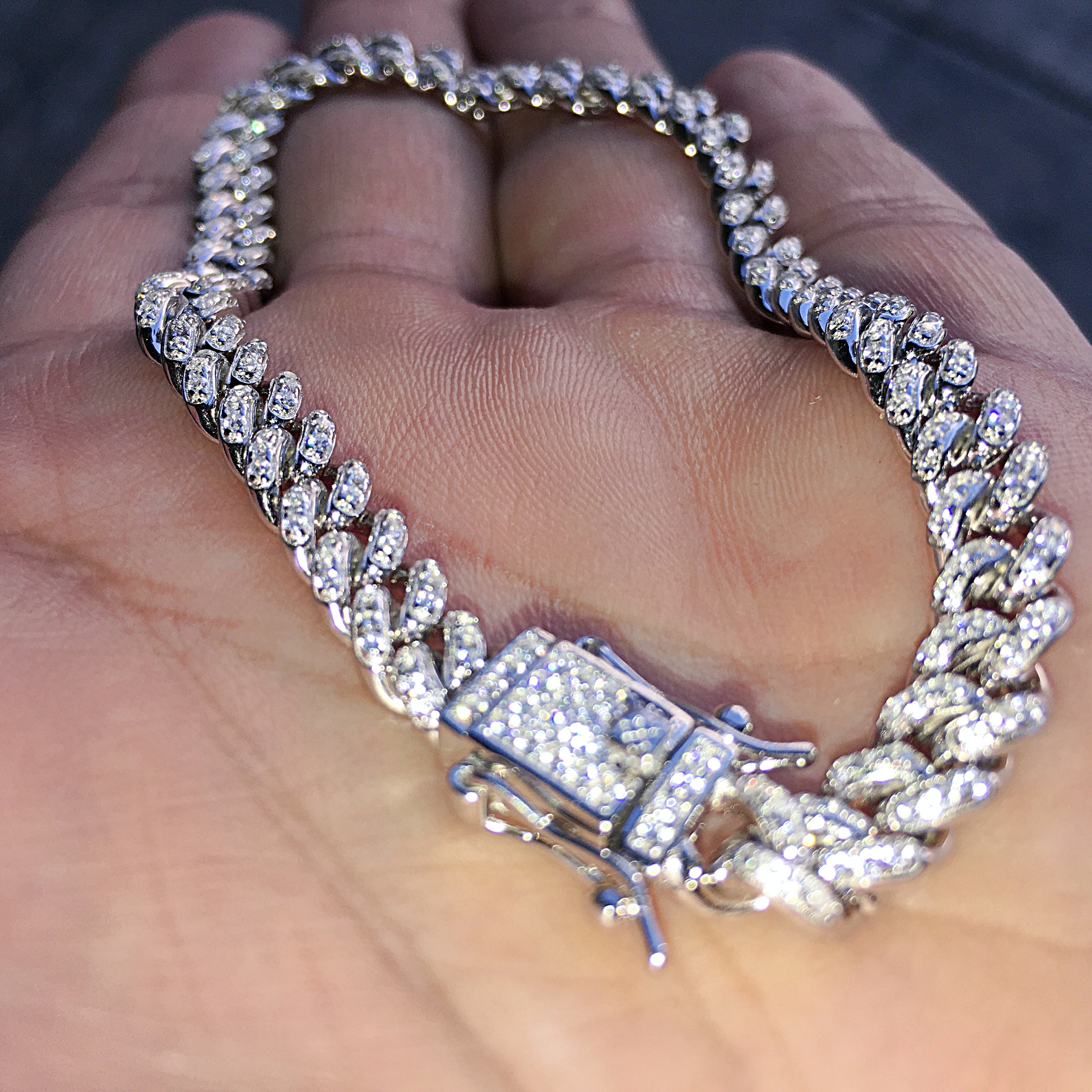 アクセサリー S925 Miami cuba bracelet micro pave Men's Iced Miami Cuban Bracelet Solid 925 Sterling Silver CZ