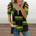 thumbnail image 2 of Jamaica Womens Summer V Neck Zipper Top Short Sleeve T Shirt Off Shoulder Top Casual Classy Loose Shirts, 2 of 7