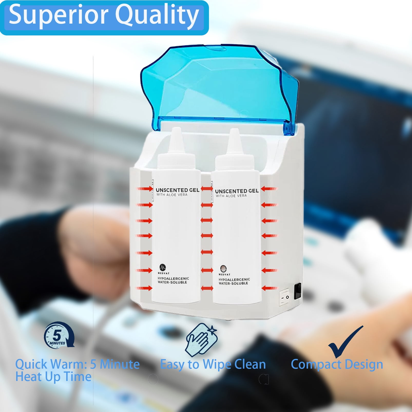 2-Bottle Gel Warmer with Precision Digital Display, Built in Timer, Heater for Massage Cream, Baby Lotion, & Oils, Wall Mountable & Freestanding Option, Adjustable Temperature, for Home & Spa