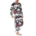 thumbnail image 2 of Bingfone Men's Pajama Set 2 Piece Loungewear PJs, Long Sleeve with Pajama Pants-Gothic Skulls And Roses, 2 of 7