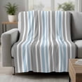 thumbnail image 2 of Blue Grey Stripes Blanket Soft Cozy Warm Throw Blanket for Couch, Plush Fuzzy Flannel Fleece Blankets for Sofa, Simple Striped Lines Minimalist Modern Bed Blankets Lightweight Gifts for Men, 50"x80", 2 of 9