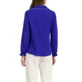 thumbnail image 4 of MODA NOVA Juniors Sweet Ruffle Peter Pan Collar Button up Work Shirts Blue S, 4 of 7