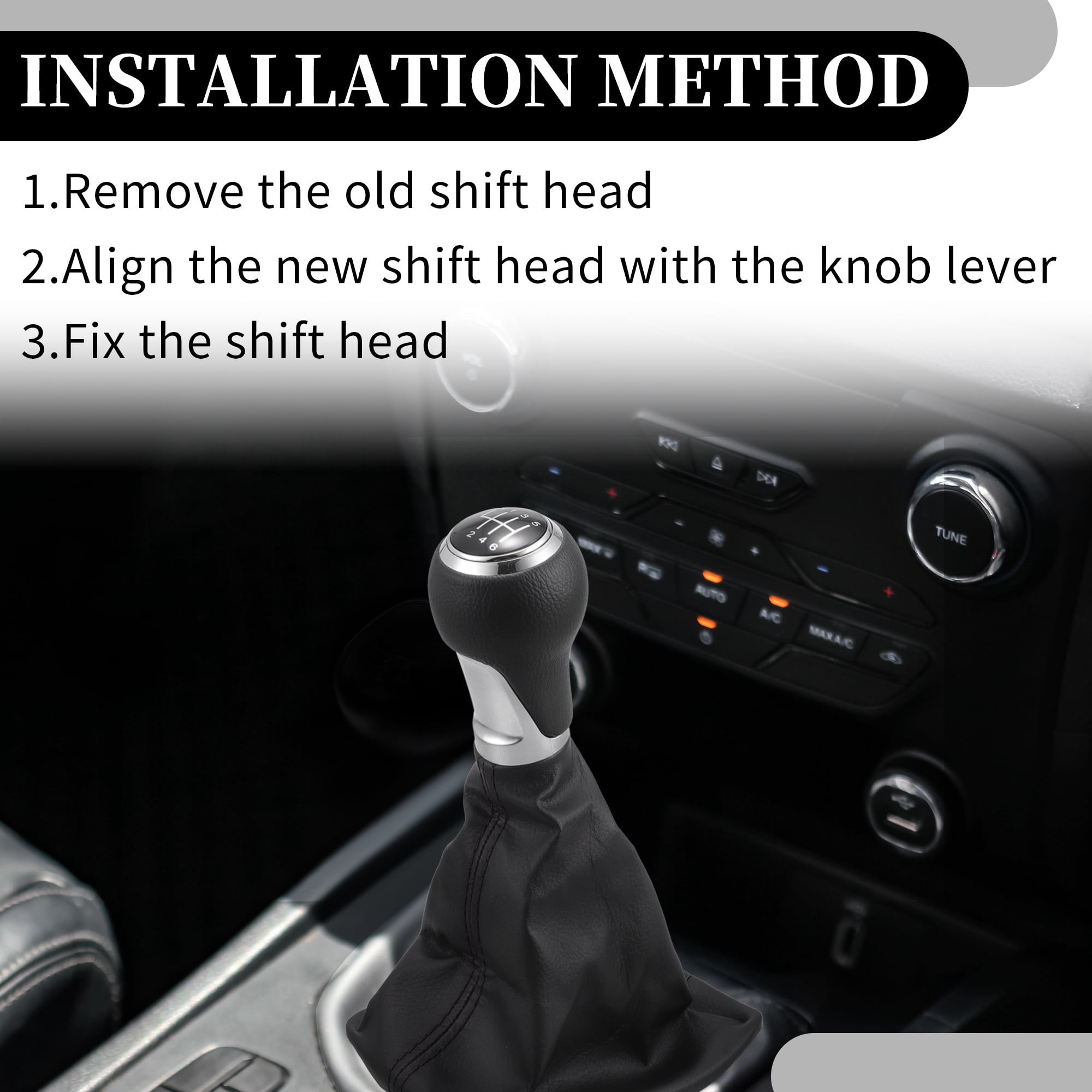 Unique Bargains 6 Speed Manual Gear Shift Knob with Dust Cover - Stick Shifter Knob - for Audi A6 C6 04-08 Faux Leather