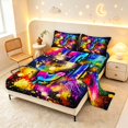 thumbnail image 2 of Manfei Neon Gradient Monogram J Queen Sheets,Paint Splatter Queen Sheet Sets,Black,4pcs,1 Flat Sheet,1 Fitted Sheet and 2 Pillowcases, 2 of 6