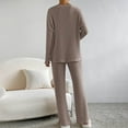 thumbnail image 7 of BLOCLOALO 2 Piece Lounge Set Long Sleeve Tops Women's 2023 Fashion Casual Straight Leg Pants Loose V Neck Knit Set V Neck Blouses Knit Sweater Womens Lounge Outfit Khaki Xl, 7 of 7