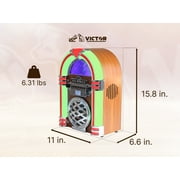 Victor Retro Bluetooth Jukebox with CD Player & FM Radio | 15-Inch 1950s Diner Style Tabletop Speaker, Color-Changing LED Lights, 33ft Wireless Streaming & AUX Input