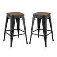 thumbnail image 1 of Counter Stool Chair, Set of 2, Wood, Metal Steel, Black, Modern Contemporary Urban Design, Bar Pub Cafe Bistro Hotel Restaurant Hospitality, 1 of 4