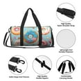 thumbnail image 6 of Xecao Colorful Donut print Round Travel Duffel Bag is a foldable gym bag with an inner pocket, perfect for travel sports, 6 of 8