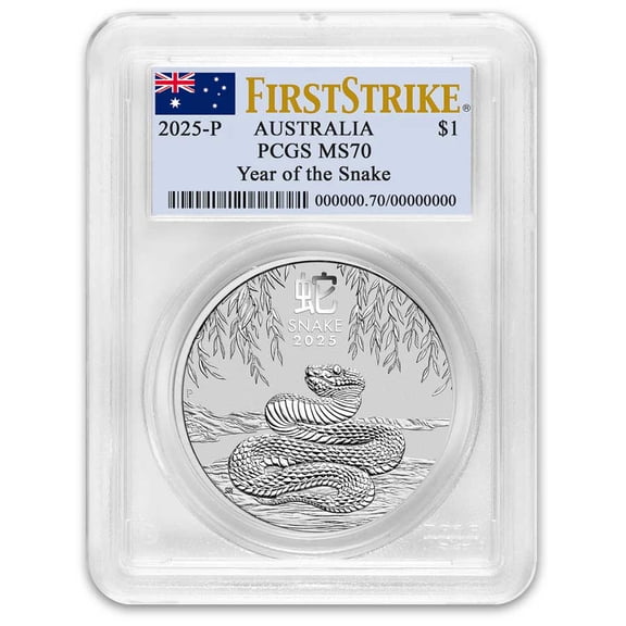2025 AUS 1 oz Silver Lunar Snake MS-70 PCGS (FS, Flag Label)