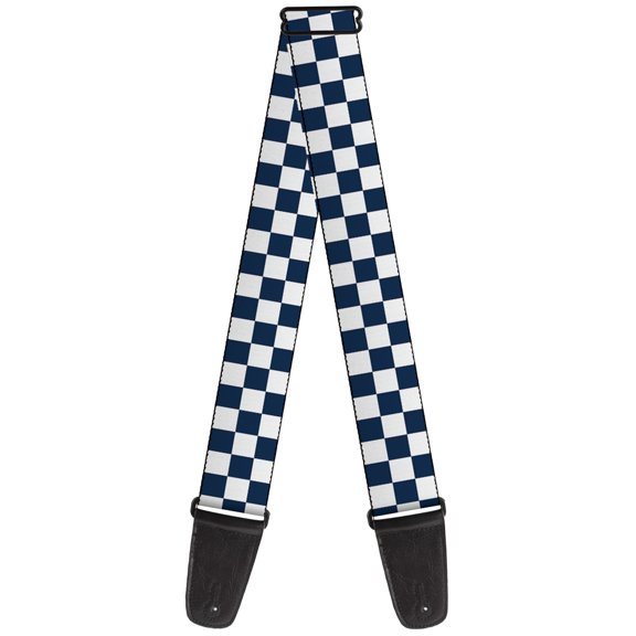 Buckle-Down Guitar Strap, Checker Sapphire Blue White, 2 Inches Wide