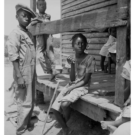 African American Farm Children On The Porch Of Their Home In The Mississippi Delta. Photo By Dorothea Lange History (