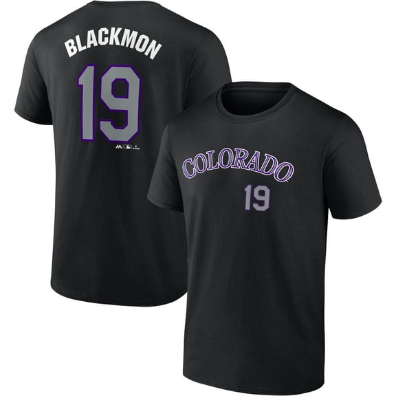 Men's Fanatics Charlie Blackmon Black Colorado Rockies Road Name & Number T-Shirt