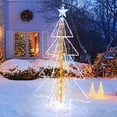 thumbnail image 2 of Gymax Arbre Conique Éclairé à LED de 5 Pieds Décoration de Noël Intérieure et Extérieure avec Surmatelas Étoilé et Base Ronde, 2 of 10