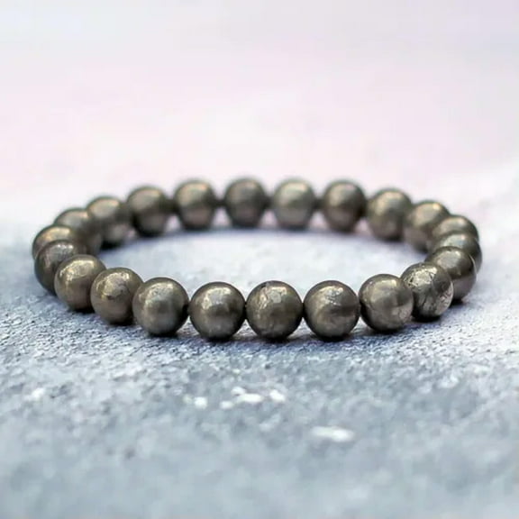K-KED Natural Pyrite Stone 8MM Beads Healing Calming Reiki Stretch Women Men Bracelet