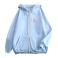 thumbnail image 5 of Breast Cancer Awareness Zip Up Hoodie Women Oversized Graphic Hooded Jackets Casual Fall Preppy Long Sleeve Sweatshirts, 5 of 7