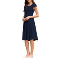 thumbnail image 4 of INSPIRE CHIC Women's Cap Sleeve Flare Dress Square Neck Business Work A Line Pleated Dresses XL Navy Blue, 4 of 5