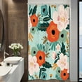 thumbnail image 4 of Spring Flower Shower Curtain for Bathroom Decor 36Wx72H Stall Pink Small Half RV Floral Green Leaves Farmhouse Rustic Botanical Art Printed Fabric Polyester Waterproof 7 Pack Plastic Hooks, 4 of 6
