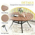 thumbnail image 4 of Vicllax Outdoor Patio Dining Table Dia.47" Slatted Tabletop Metal Frame with Umbrella Hole, Walnut, 4 of 7