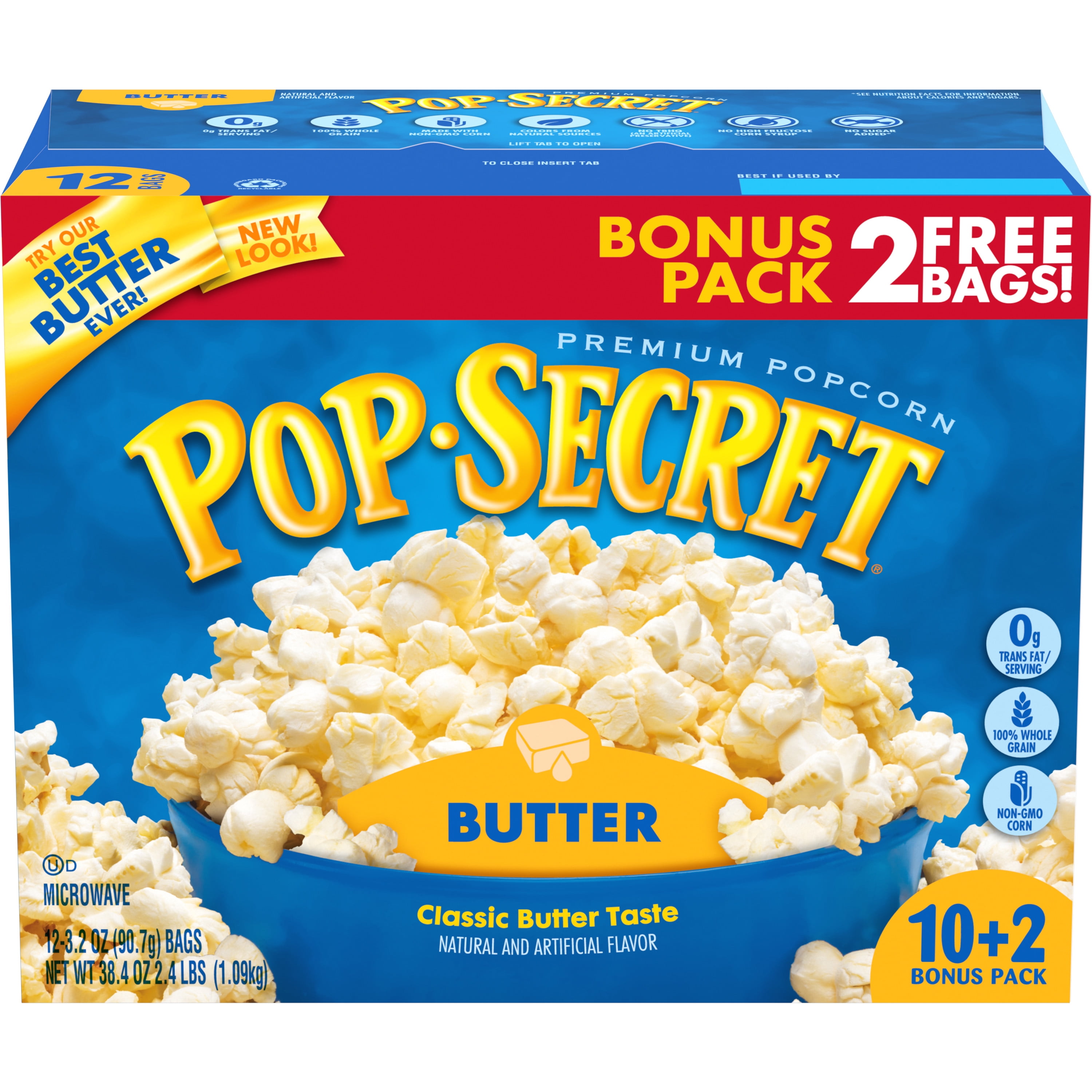 Pop Secret Microwave Popcorn Butter, 3.2 oz, 12 Count