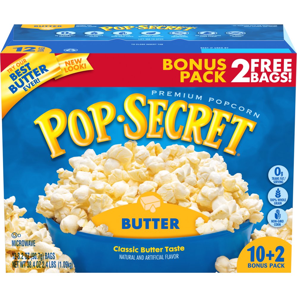 Pop Secret Microwave Popcorn, Butter, 3.2 Oz, 12 Ct