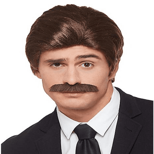 Brown '70s Wig and Mustache - Walmart.com
