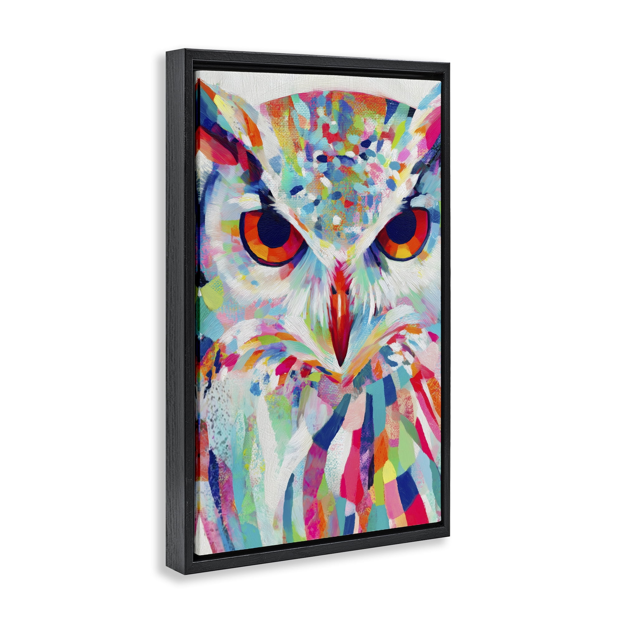 Stupell Industries Expressive Owl Gaze Black Framed Floater Canvas Wall Art, design by Chromatic Storm Studio