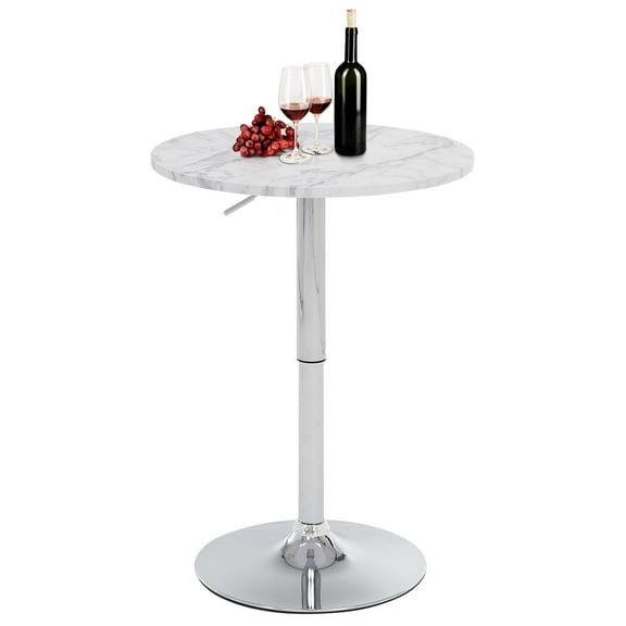 Rongbuk 23.6" Round Bar Table, Bistro Pub Table, Adjustable Height Pub Table, 360° Swivel Cocktail Bar Table with Metal Base and MDF Top, Suitable for Small Space, Bar, Bistro, Café