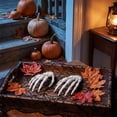 thumbnail image 3 of Halloween Skeleton Hands Decorations, 2 Pack Plastic Skeleton Hand Prop for Spooky House, Spooky Bone Decorations for Halloween Party, Scary Skeleton Claws for Indoor Outdoor Holiday Decor, 3 of 7