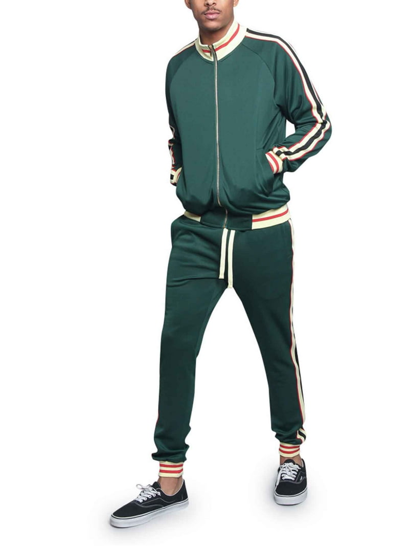 Men's G Track Suits 2 Piece Sweatsuit Set ST575 - Green - Medium