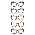 thumbnail image 2 of EYE ZOOM 5 Pack Ladies Stylish Plastic Frame Reading Glasses for Women, Brown Tortoise, Strength: +2.50, 2 of 5