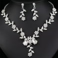 thumbnail image 3 of Elegant Crystal Flower Bridal Wedding Jewelry Sets For Women Bridesmaids Delicate Rhinestone Floral Leaf Statement Choker Necklace Dangle Earrings Luxury Valentine Day Gifts Party Prom Costume, 3 of 11