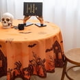 thumbnail image 5 of Halloween Tablecloth Waterproof – Spooky Pumpkin Design, Orange Table Cover for Halloween Party Decorations, Washable Spillproof Table Cloth for Indoor Outdoor Use, 60" Round, 5 of 6