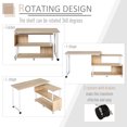 thumbnail image 4 of HomCom L-Shaped Computer Corner Desk and Rotating Shelf Combo for Home Office, Oak Color, 4 of 9