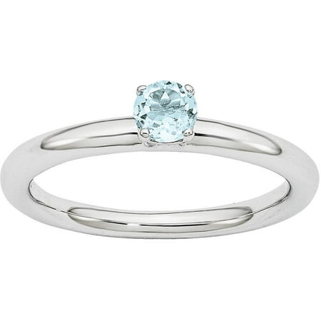 Stackable Expressions Aquamarine Sterling Silver Rhodium Ring