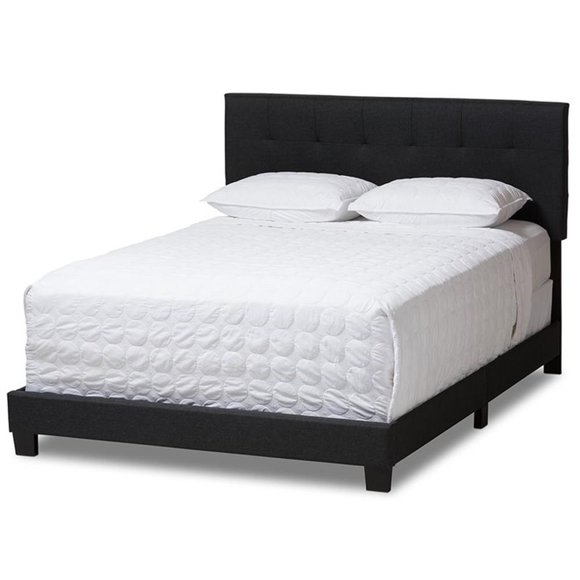 Baxton Studio Brookfield Queen Panel Bed in Dark Gray