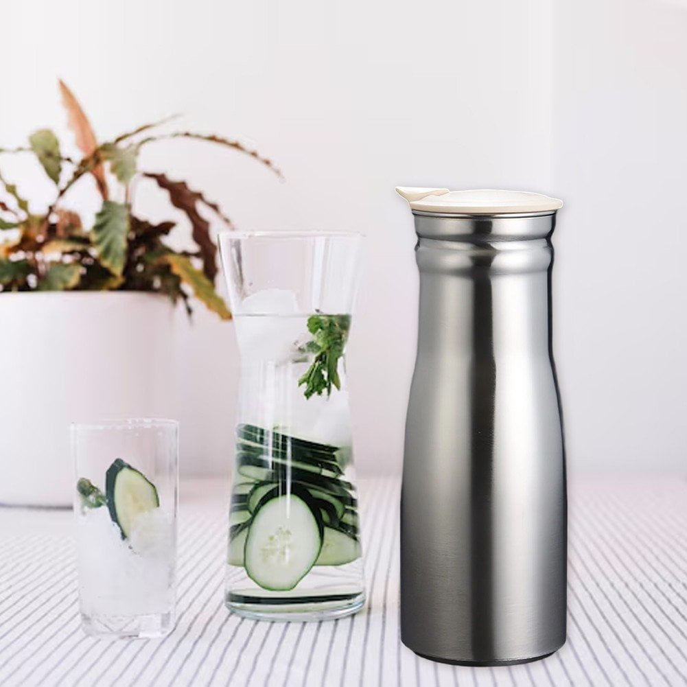 Stainless Steel Water Jug, 1000ml Latte Art Milk Frothing Cup, Pitcher Jug with Lid, Cream Mug for Coffee Machine, Juice, Home, Office