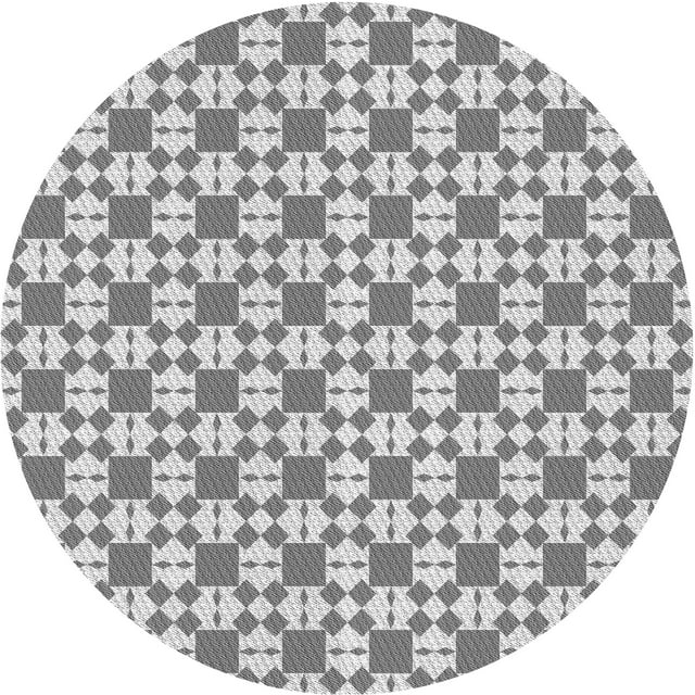 Ahgly Company Tapis Rond Lavable en Machine Intérieur Transitionnel Sonic Gris Argenté, 3 Pieds Rond