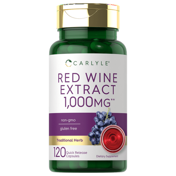 Red Wine Extract Capsules | 1000mg | 120 Count | by Carlyle