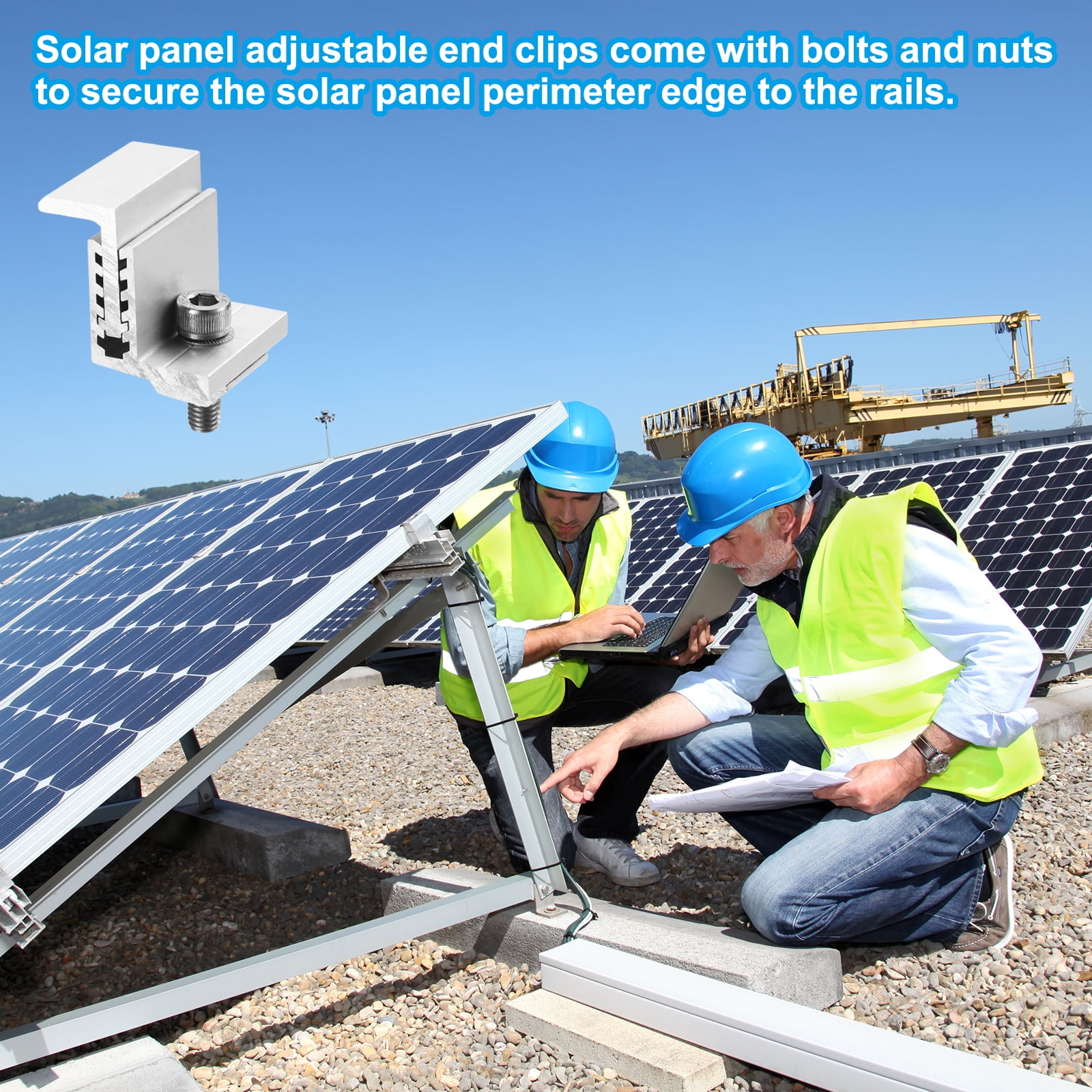 10pcs Solar Panel End Clamp, Aluminum Z Brackets for Solar Panels Solar Mounting Brackets Kit (32-50mm)