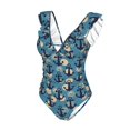 thumbnail image 4 of Yiaed Anchors Print Women's Ruffled One Piece Swimsuit V Neck Swimwear Slimming Monokini for Woman-Large, 4 of 8