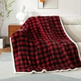 thumbnail image 6 of Christmas Sherpa Fleece Throw Blanket, Super Soft Warm Buffalo Plaid Plush Blankets and Throws, Warm Winter Cozy Fuzzy Blanket for Couch Sofa Bed (Red, 50" x 60"), 6 of 6