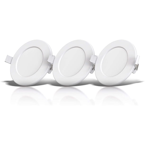 Un conjunto de 3 focos especiales para baño, regulables, resistentes al agua y a salpicaduras, módulo LED ultrafino de 6 W, downlight LED blanco cálido, orificio redondo ultrafino ER