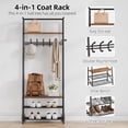 thumbnail image 5 of Yartaka 70" H Entryway Coat Rack with Shoe Storage Bench Metal Hall Tree with 2 Shoe Shelves & 5 Movable Hooks Rustic Brown, 5 of 9